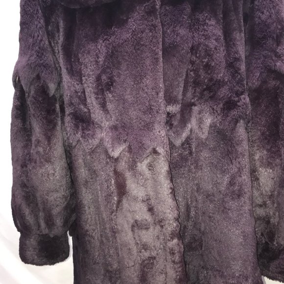POLO NORTE DEEP PURPLE FULL LENGTH RABBIT FUR COAT - Picture 10 of 14